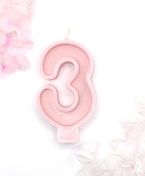 Свеча цифра "3" розовая