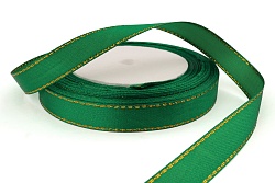 Лента атласная 1,2 см Зеленый с люрексом 23 м